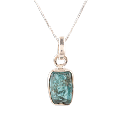 Apatite Nugget Pendant Necklace Crafted in India