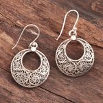 Sterling silver dangle earrings, 'Swirling Loops' - Swirl Pattern Sterling Silver Loop Dangle Earrings