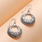 Sterling silver dangle earrings, 'Swirling Loops' - Swirl Pattern Sterling Silver Loop Dangle Earrings