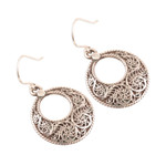 Sterling silver dangle earrings, 'Swirling Loops' - Swirl Pattern Sterling Silver Loop Dangle Earrings
