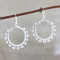 Sterling silver dangle earrings, 'Bubbly Loops' - Sterling Silver Loop Dangle Earrings Crafted in India