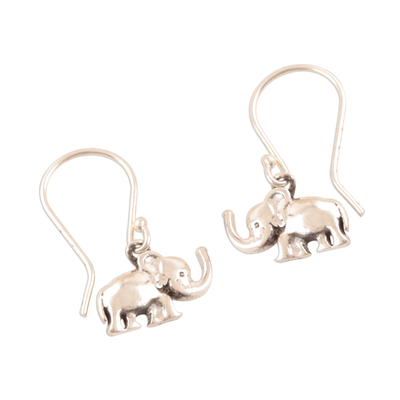 Ohrringe aus Sterlingsilber, 'Aufgeregte Elefanten', 'Excited Elephants - In Indien gefertigte Elefantenohrringe aus Sterlingsilber