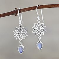 Labradorite dangle earrings, Aurora Flowers