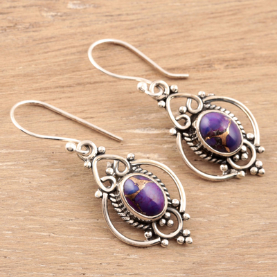Sterling silver and gemstone dangle earrings, 'Regal Joy' - Sterling Silver and Purple Gemstone Earrings