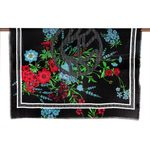 Scarf, 'Cerulean Flowers' - Screen Printed Modal Floral Scarf from India