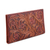 Leather wallet, 'Dancing Vines' - Floral Pattern Leather Wallet in Red from India