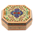 Dekorativer Holzkasten, 'Persische Blume'. - Handbemalter Blumenkasten aus Holz mit Samteinlage