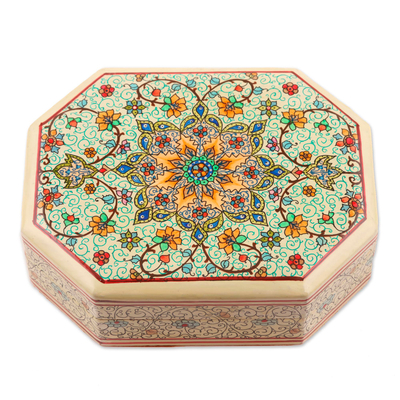 Decorative wood box, 'Persian Grandeur' - Handcrafted Wood and Papier Mache Box from India