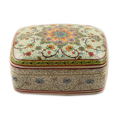 Decorative wood box, 'Persian Glory' - Artisan Hand Painted Wood Trinket Box