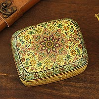 Decorative wood box, 'Persian Blossom' - Persian Carpet Inspired Decorative Wood Box