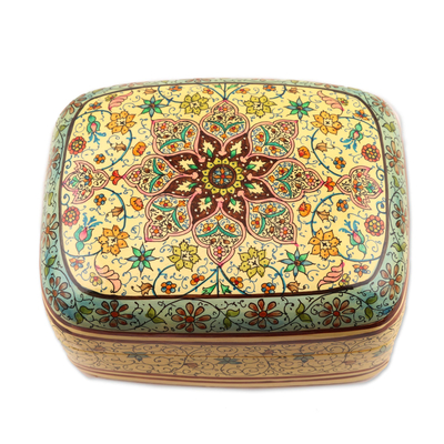 Decorative wood box, 'Persian Blossom' - Persian Carpet Inspired Decorative Wood Box