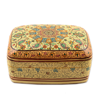 Caja de madera decorativa, 'Corona persa' - Caja de madera pequeña decorativa hecha a mano única