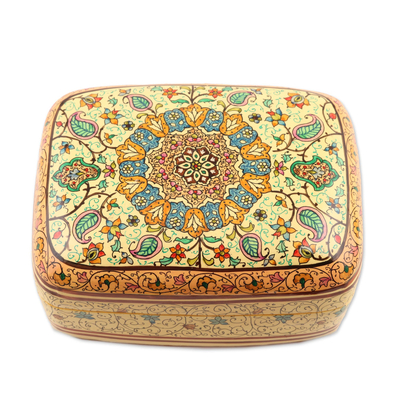 Caja de madera decorativa, 'Corona persa' - Caja de madera pequeña decorativa hecha a mano única