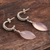 Chalcedony dangle earrings, 'Soft Delight' - Pink Chalcedony Half-Hoop Dangle Earrings from India (image 2b) thumbail