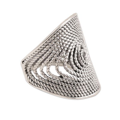 Sterling silver band ring, 'Glorious Rope' - Rope-Pattern Sterling Silver Band Ring from India