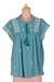 Embroidered cotton blouse, 'Casual Charm' - Hand Embroidered Teal Cotton Blouse (image 2a) thumbail