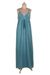 Embroidered cotton maxi dress, 'Seaside Flowers' - Embroidered Teal Cotton Sundress from India (image 2c) thumbail