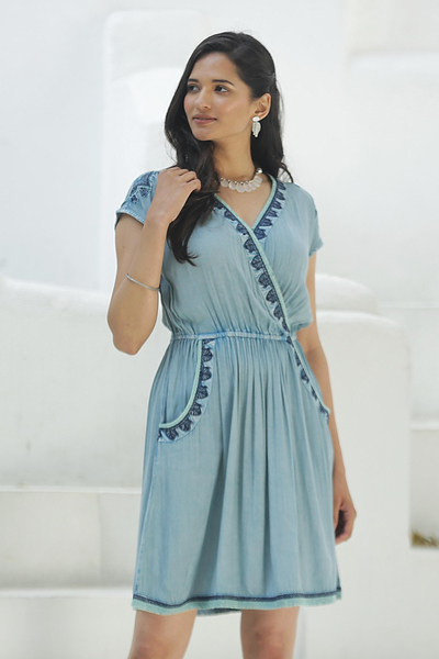Viscose surplice dress, Jaipur Gem