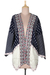Viscose patchwork jacket, 'Boho Beauty' - Embroidered Open Jacket in Midnight Blue