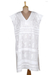 Vestido recto de algodón bordado - Camisón ligero de algodón bordado en blanco