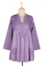 Embroidered cotton long tunic, 'Lilac Garden' - Hand Embroidered Lilac Cotton Tunic from India