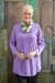 Embroidered cotton long tunic, 'Lilac Garden' - Hand Embroidered Lilac Cotton Tunic from India (image 2c) thumbail