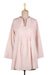 Embroidered cotton long tunic, 'Spring Rose' - Hand Embroidered Pink Cotton Tunic from India (image 2a) thumbail