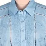 Embroidered cotton blouse, 'Elegant in Sky Blue' - Artisan Designed Sky Blue Embroidered Cotton Blouse