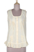 Cotton blouse, 'Morning Sunlight' - Pintucked Sleeveless Cotton Blouse in Yellow (image 2a) thumbail