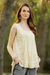 Cotton blouse, 'Morning Sunlight' - Pintucked Sleeveless Cotton Blouse in Yellow (image 2b) thumbail