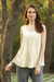 Cotton blouse, 'Morning Sunlight' - Pintucked Sleeveless Cotton Blouse in Yellow (image 2c) thumbail