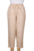 Cotton cropped pants, 'Paisley Days' - All Cotton Embroidered Cropped Pants with Drawstring Waist (image 2a) thumbail