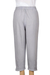Cotton cropped pants, 'Paisley Greys' - Grey Indian Cotton Cropped Pants with Embroidered Detail (image 2b) thumbail
