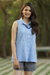 Sleeveless cotton embroidered top, 'Spring Festivity in Blue' - Sleeveless Blue Cotton Button Front Embroidered Blouse (image 2b) thumbail