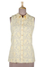Sleeveless yellow cotton embroidered top, 'Spring Festivity' - Sleeveless Pale Yellow Cotton Top with Floral Embroidery (image 2a) thumbail