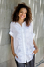 Embroidered cotton blouse, 'Festive White' - Chikankari Embroidered White Button Front Blouse thumbail