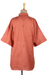 Embroidered cotton long shirt, 'Festive Terracotta' - Embroidered Floral Terracotta Cotton Shirt (image 2d) thumbail