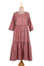 Kleid mit Baumwollprint - Gestuftes Baumwollkleid mit modernem Blumenmuster