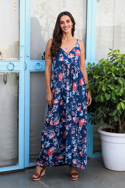 Bedrucktes Sommerkleid aus Baumwolle - Hawaiis Sommerkleid aus Baumwolle mit Siebdruck aus Indien