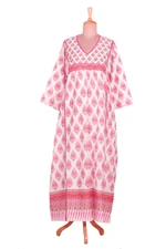 Cotton maxi dress, 'Boho Fantasy' - Pink Floral Print Cotton Maxi Dress