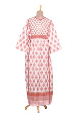 Cotton maxi dress, 'Boho Fantasy' - Pink Floral Print Cotton Maxi Dress