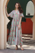 Cotton maxi dress, 'Floral Symphony' - Flutter Sleeve Cotton Maxi Dress from India thumbail