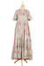 Cotton maxi dress, 'Floral Symphony' - Flutter Sleeve Cotton Maxi Dress from India (image 2a) thumbail