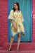 Printed cotton caftan, 'Leaves in Sunshine' - Hand Crafted Printed Cotton Caftan from India thumbail