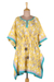 Printed cotton caftan, 'Leaves in Sunshine' - Hand Crafted Printed Cotton Caftan from India (image 2a) thumbail