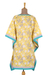 Printed cotton caftan, 'Leaves in Sunshine' - Hand Crafted Printed Cotton Caftan from India