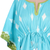 Printed cotton caftan, 'Diamonds Are Forever' - Screen Printed Turquoise Cotton Caftan from India (image 2d) thumbail