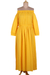 Cotton off-shoulder maxi dress, 'Marigold Muse' - Marigold Yellow Off-Shoulder Maxi Dress