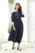 Cotton off-shoulder maxi dress, 'Midnight Muse' - Midnight Blue Cotton Maxi Dress from India (image 2c) thumbail