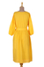 Cotton midi dress, 'Marigold Muse' - Yellow Cotton Empire Waist Midi Dress (image 2b) thumbail